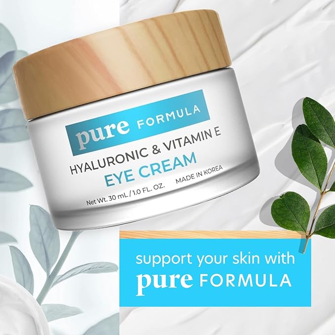 Hyaluronic Acid & Vitamin E Eye Cream - For Dark Circles and Puffiness, Moisturizing & Anti-aging Under Eye Cream - Cruelty Free Korean Skin Care For All Skin Types - 1.0 Fl. oz/ 30ml