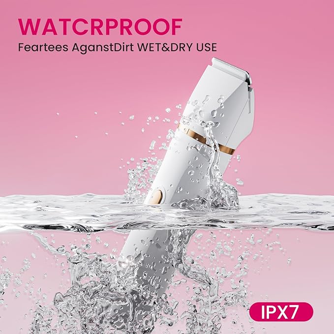 Electric Razors for Women, 5-in-1 Wet/Dry Bikini Trimmer with USB Charge Dock, Deluxe Facial Hair Removal, Wet/Dry Body Shaver for Nose Eyebrows Beard Underarm Leg Arm, IPX7 Waterproof (White)