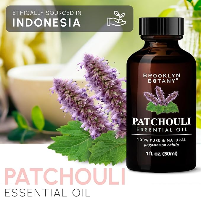 Brooklyn Botany Patchouli Essential Oil – 100% Pure and Natural – Premium Grade Oil with Dropper - for Aromatherapy and Diffuser - 1 Fl Oz