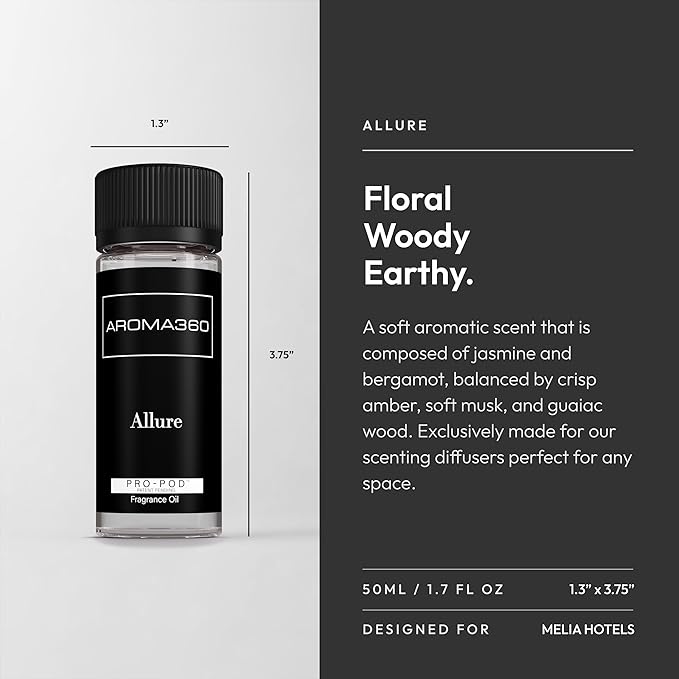 Aroma360 Allure Pro Pod 50ML - Fragrance Oil Blend | Hotel Inspired Luxury Essential Oil Diffuser | Aromatherapy Scent Diffuser Oils | Notes of Bergamot, Nutmeg, Jasmine, Rose, Sandalwood, and More.