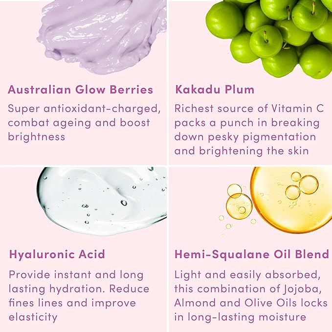 Sand & Sky Australian Glow Berries Plumping Glow Drops Serum with Vitamin C & Hyaluronic Acid - Fine Line Reducing, Brightness-Boosting, 1 fl oz