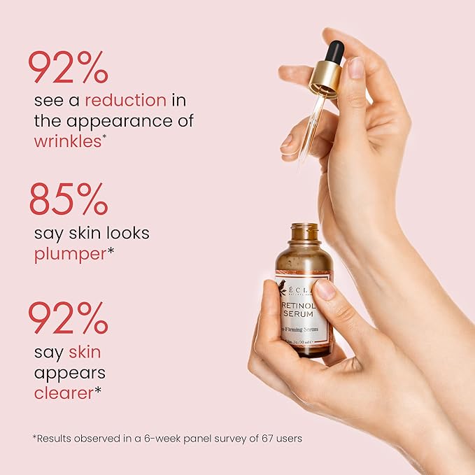 Eclat Skincare Retinol Serum for Face - Pure Retinol with Hyaluronic Acid & Vitamin E - Skin Care for Dark Spots - Anti Aging & Anti Wrinkle Formula - Resurfacing Retinoid Serum for Face 1 fl oz