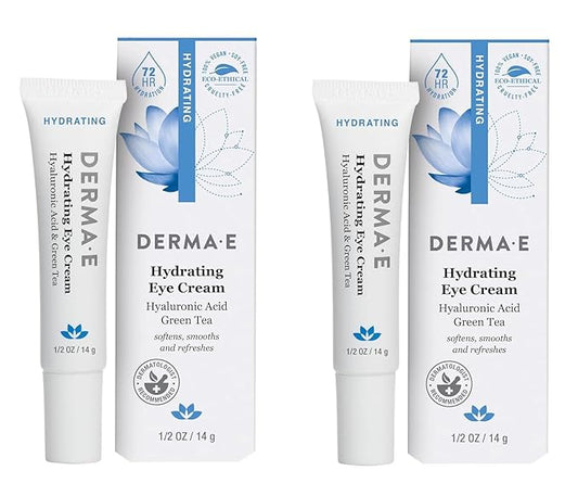 Derma E Hydrating Eye Cream, 0.5 oz | Firming and Lifting, Hyaluronic Acid Treatment, Under Eye and Upper Eyelid Cream, Reduces Puffiness and Appearance of Fine Lines (Pack of 2)