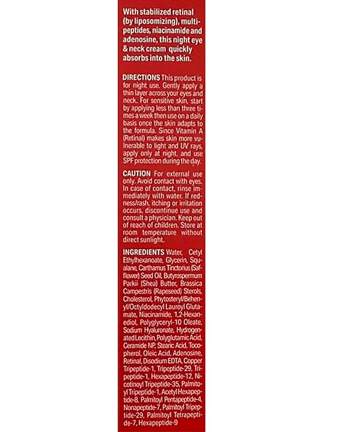 Dr.Different VITALIFT-A Eye & Neck Retinal 0.025% - Anti-Aging & Anti-Wrinkle Treatment for Night Spot & Aging Skin with Peptides - Deep Hydrating & Moisturizing Night Cream For Men and Women 0.7oz.