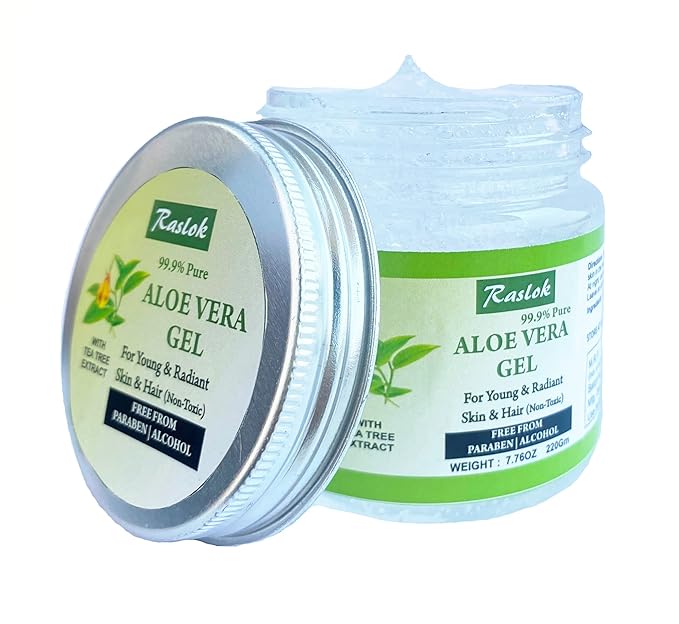 Aloe Vera Gel | 100% Pure and Natural Aloe Gel | For Moisturizing Face Skin & Hair Care | Durable Moisturizing Hydrating Soothing | Non-Sticky (Tea Tree, 7.76 OZ)