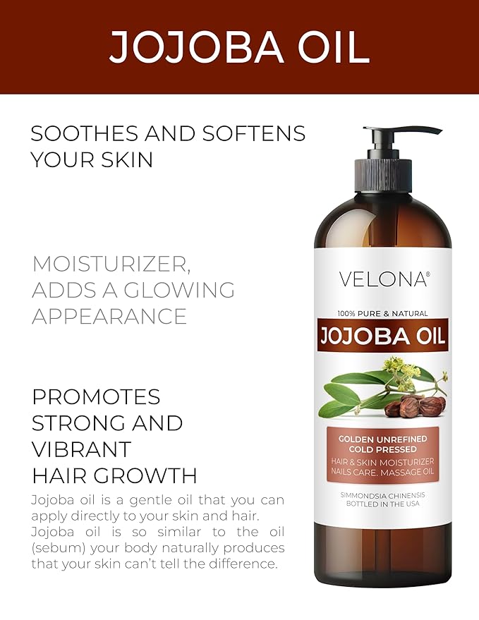 Jojoba Oil - 16 fl oz | 100% Pure and Natural | Golden, Unrefined, Cold Pressed, Hexane Free | Moisturizing Face, Hair, Body, Skin Care