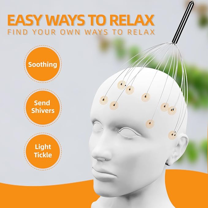 YEZY Head Massager 20 Fingers Head Scratcher Scalp Massager, Back Scratcher, Stocking Stuffers for Scalp Massage Back Massage 2 Pack (Black)