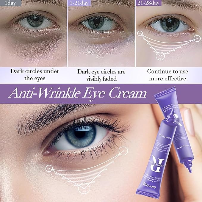 Retinol Eye Cream, Moisturizing Eye Care Daily Anti-Wrinkle Cream with 45% Retinol and 5% Hyaluronic Acid to Smooth and Moisturize Skin, Under Eye Bags, Reduce Dark Circles, Wrinkles (0.7 Ounces)