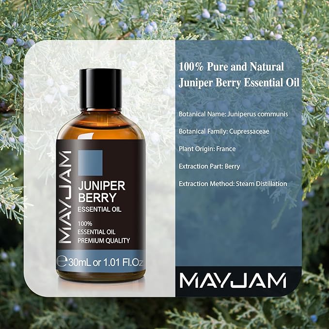 Juniper Berry Essential Oil 30ML/ 1.01FL.OZ, MAYJAM Pure Juniper Berry Oil for Massage, Diffuser, Soap Making, Long Lasting Scents