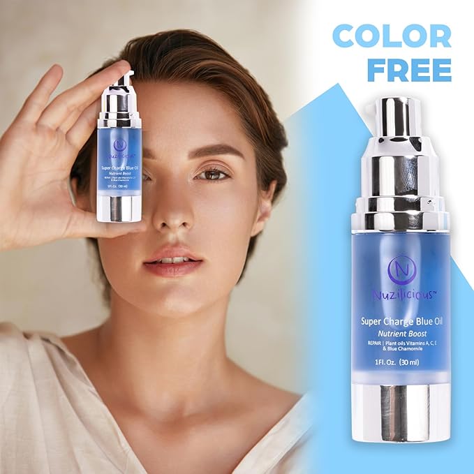 Professional Grade Super Charge Blue Oil – Intense Hydration & Radiance with Essential Oils & Lipid-Rich Plant Oils, Vegan & Cruelty-Free, 1 oz
