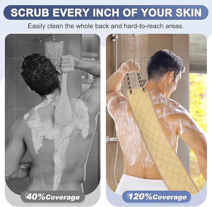 Exfoliating back scrubber with handles,