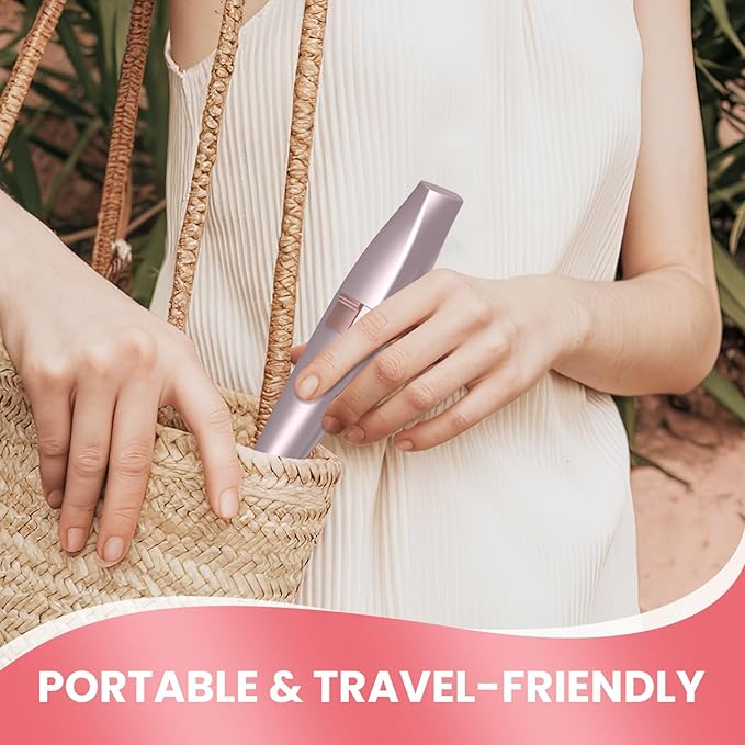 Eyebrow Facial Hair Remover - 2 in 1 Rechargeable Eyebrow Trimmer and Facial Hair Removal for Women, Painless Electric Hair Removal Device with LED Light for Face Eyebrows Peach Fuzz Lip Body