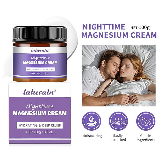 Magnesium Cream, Nighttime Relief Revitalizes Leg Arms or Chest Muscle Muscle Relaxation Care Magnesium Lotion.(Lavender)