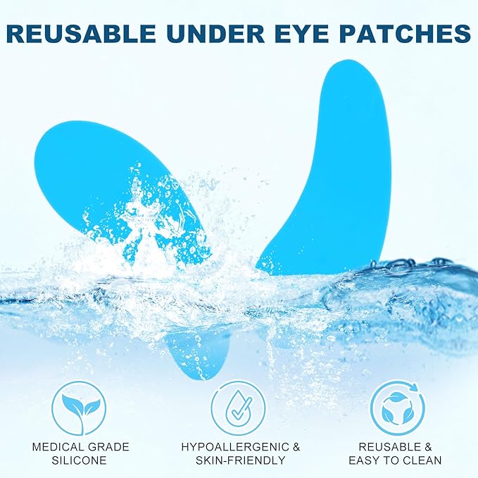 Joez Wonderful Under Eye Patches 2 Pairs, Silicone Reusable Eye Patches, Under Eye Mask for Skin Care Effect to Reduce Wrinkles & Fine Lines, with Metal Eye Cream Applicator, Tin Case (Blue)