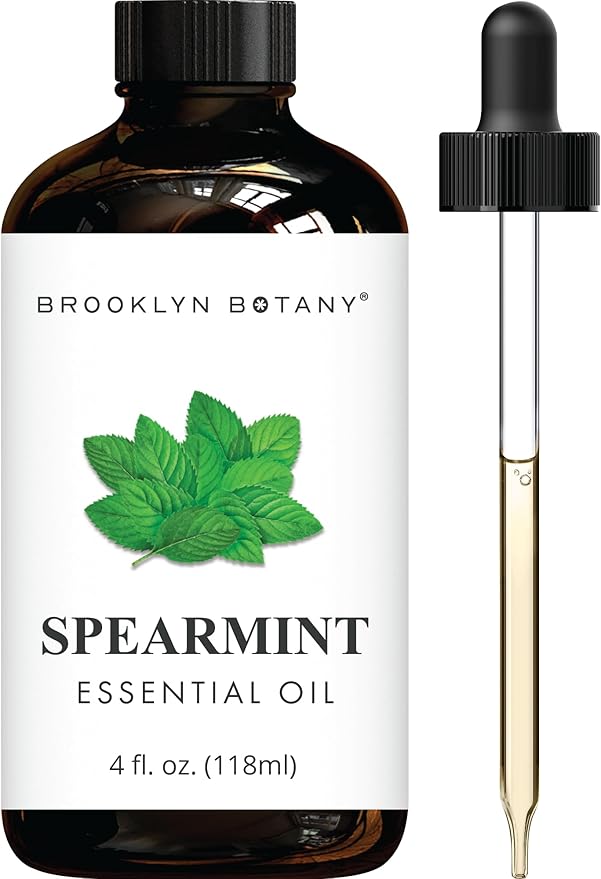 Brooklyn Botany Spearmint Essential Oil - Huge 4 Fl Oz - 100% Pure and Natural - Premium Grade with Dropper - for Aromatherapy and Diffuser