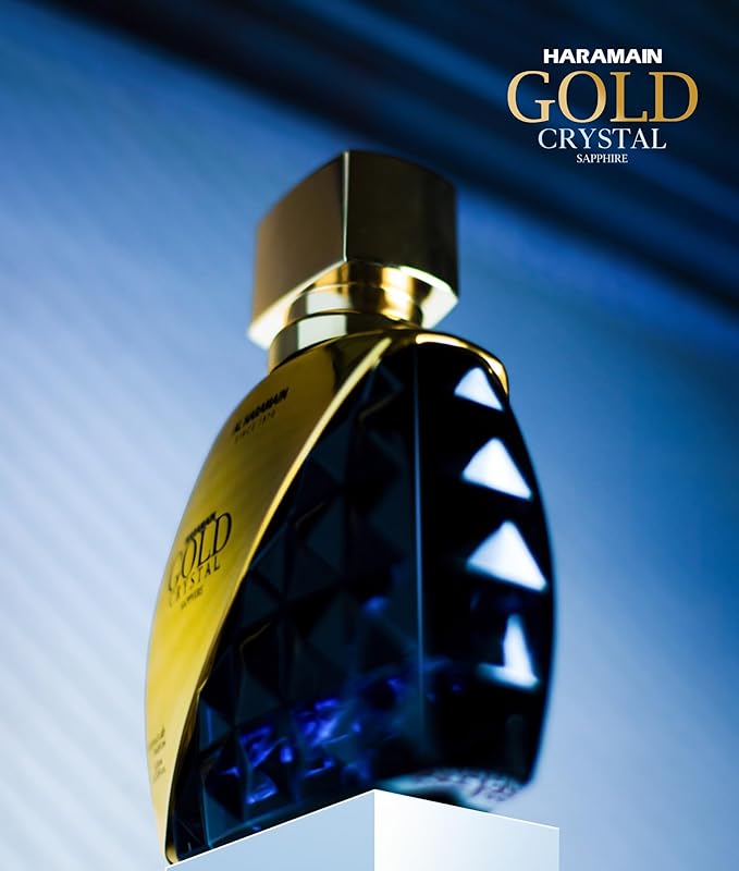 Al Haramain Gold Crystal Sapphire for Unisex - Arabian Perfume for Women and Men - Long Lasting Fragrance - Arabic Perfume - Eau de Parfum - 3.33 oz EDP Spray