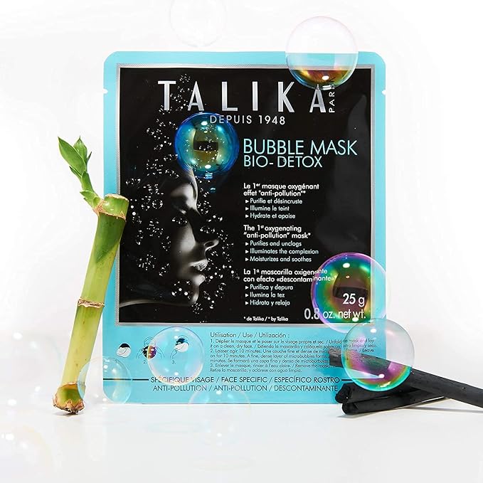 Talika Bubble Mask Bio Detox - Oxygenation & Anti-Pollution Face Mask - Foaming Action Microbubble Detox Mask - Purifying & Protecting Beauty Sheet Mask