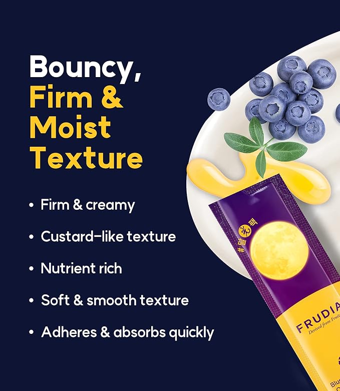 FRUDIA WELCOS Blueberry Honey Overnight Face Mask Korean Skin Care Facial Mask for Lackluster & Parched Skin Hydrating Moisturizing Face Mask w/Fruit Seed Oil Blueberry & Honey Extracts (Pack of 20)