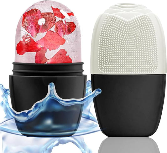 KOGITI Face & Eye Ice Roller Massager - Ice Cube Mold, Face Puffiness Relief, Skin Care Tools, Black & White