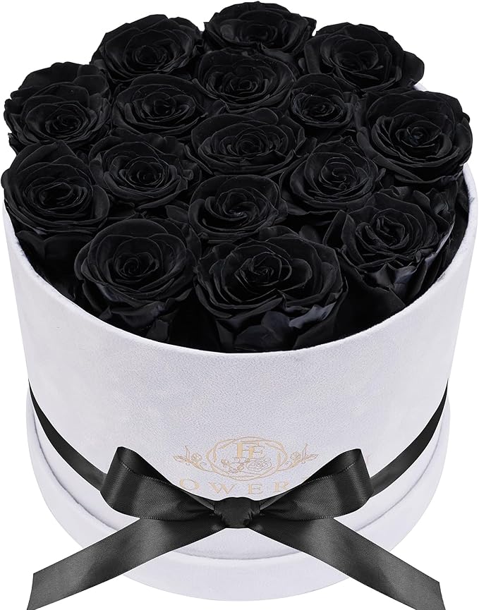 17 Flowers in a Luxury Suede Box, Birthday Gifts for Women, Preserved Flowers, Mothers Day Roses Gift for Mom, Black