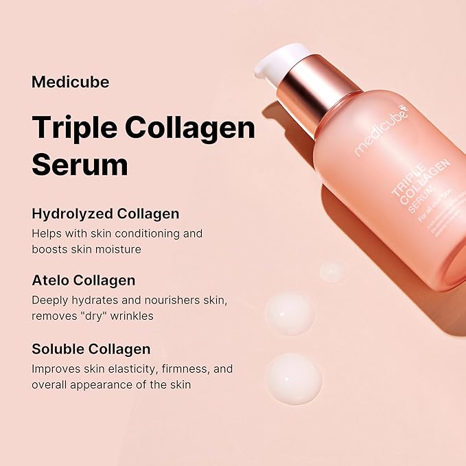 medicube Ultimate Pink Glow Skincare Trio: Mini Booster Pro Pink and Collagen Overnight Wrapping Peel Off Facial Mask Pack and Triple Collagen Serum 1.85 fl.oz (50ml)