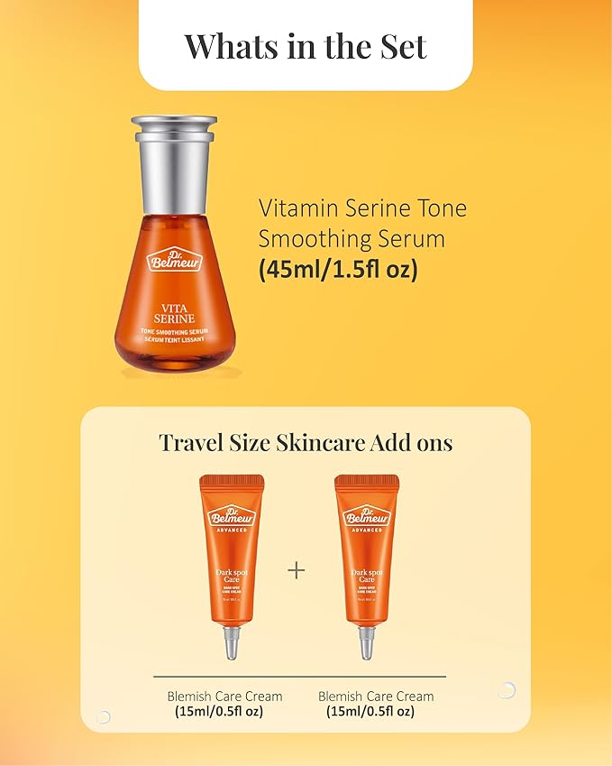 Vitamin Serine (Serum Set, 2.5fl oz, 3 Pieces) - Lightweight Ampoule for Healthy, Clear Complexion. Korean Skincare by LG Beauty. Vitamin C & B3, Provitamin B5