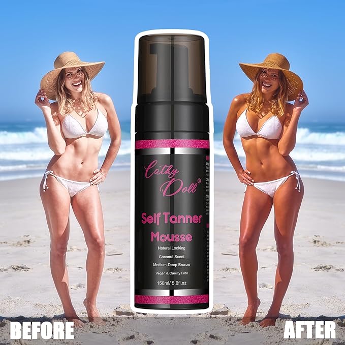 Cathy Doll Cruelty Free Sunless Tanning Mousse Natural Self Tanner Mousse Self Tanning Mousse For Fair Skin Body Face