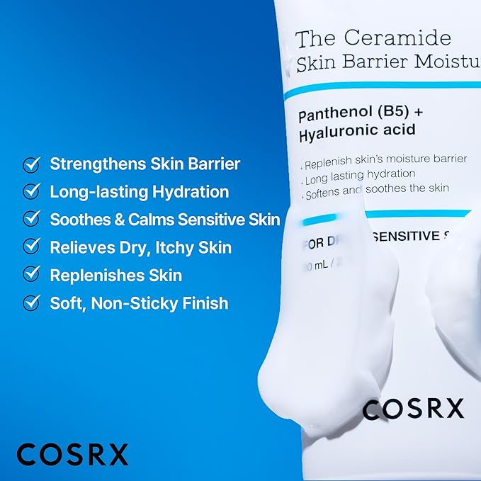 COSRX Ceramide Skin Barrier Moisturizer for Face with 7 Ceramides, Hyaluronic Acid & Panthenol for All Skin Types, 2.7 fl.oz, Korean Skin Care