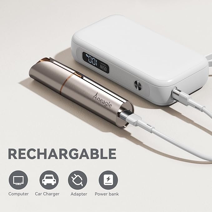 Facial Hair Remover for Women,Painless Hair Shaver Rechargeable with LED Light,Flawless Lady Face Electric Razor,The Great Female Mustache Removal (Rose Gold (with 1 Replacement Heads))