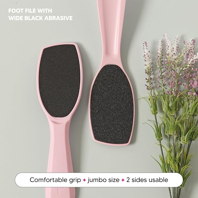 Wide Emery Foot File(Hot Pink), Double-Sided Pedicure Tool, Colossal Professional Foot File for Men & Women, Effective for Cracked Heel, Callus Remover, Foot Scrubber