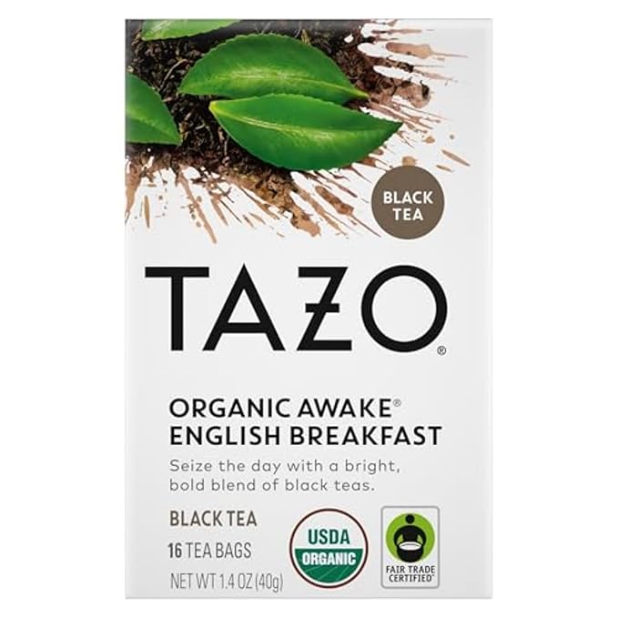 TAZO Organic Awake English Breakfast Black Tea Bags, 96 Total Tea Bags (16ct - Pack of 6)