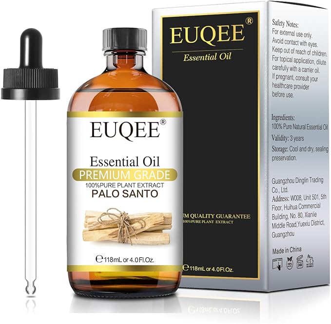 Palo Santo Essential Oil 118mL Pure Palo Santo Oil Premium Essential Oil with Glass Dropper for Diffuser, Soap Candle Making - 4Fl. Oz