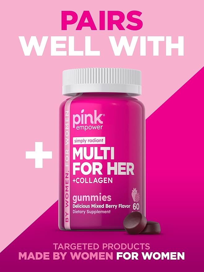 PINK Biotin Gummies | 60 Count | Non-GMO & Gluten Free | Fruit Flavor Vitamin for Hair Skin and Nails