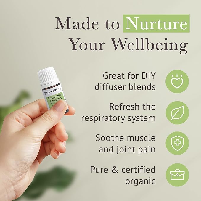 Pranarom - USDA Certified Organic Eucalyptus Globulus Essential Oil 5ml - Wellness Enthusiasts - Aromatherapy - Certified Organic Purity - 100% Pure, Non-GMO, Vegan