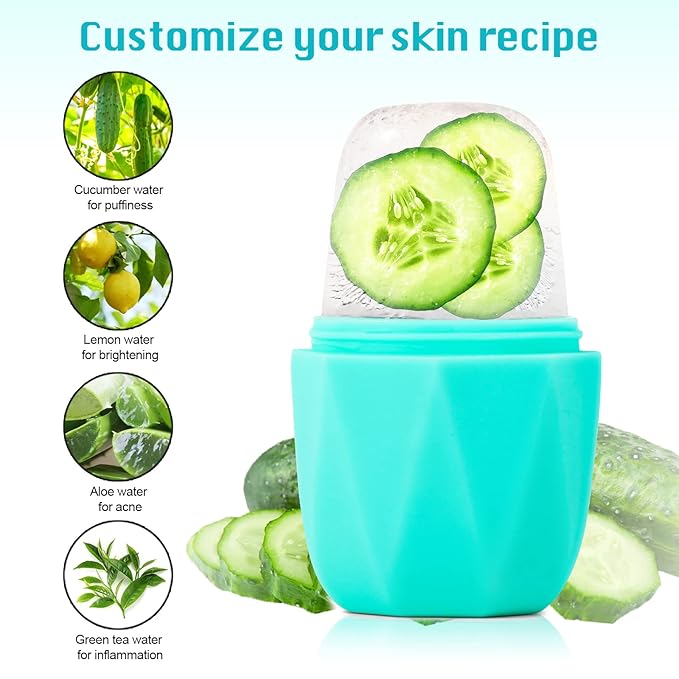 Ice Roller for Face, Qewro Silicone for Tone skin, Reusable Eye Puffiness Relief, Ice Roller Mold for Neck, Facial Roller to Remove Fine Lines Pores Anti Wrinkles (Pink)