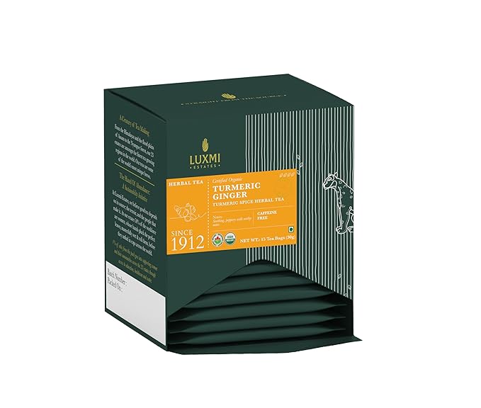 Luxmi Estates - Turmeric Time-Out - Organic Ginger Turmeric Tea - 90 Tea Bags (15ct x 6 Pack) | With Organic Turmeric, Ginger, Cardamom, Black Pepper | Great for Immunity and Healthy Response to Inflammation