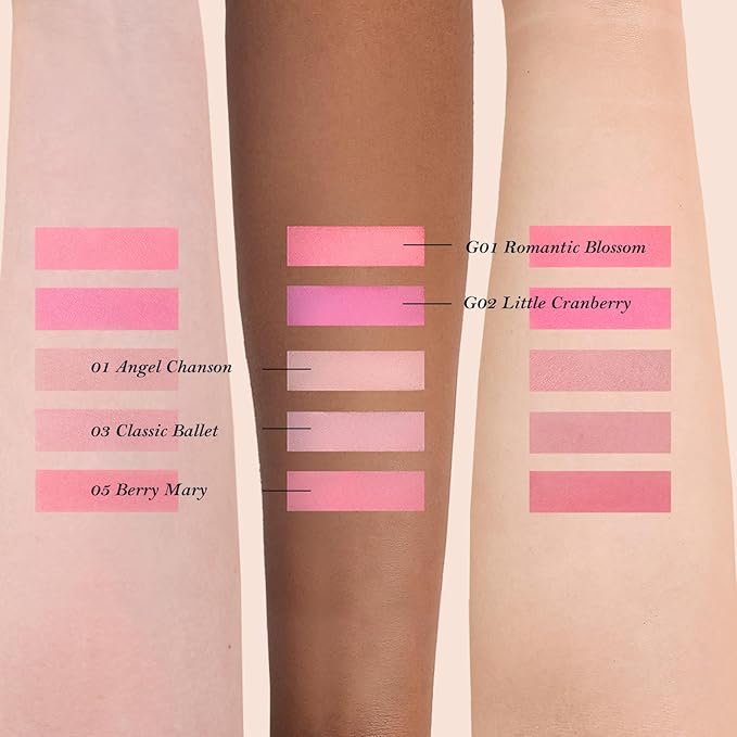 Flower Knows Strawberry Rococo Embossed Blush;Pink Matte Finish;Buildable & Blendable Powder Blush for cheeks,Natural Flush for All Skin Tones(G01 Romantic Blossom,4.6g)