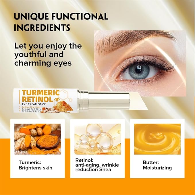 Lumibalm for Under Eye Bags, Turmeric Retinol Eye Cream Stick, Retinol Eye Cream Stick for Dark Circles, Wrinkles, Anti-Aging and Puffiness