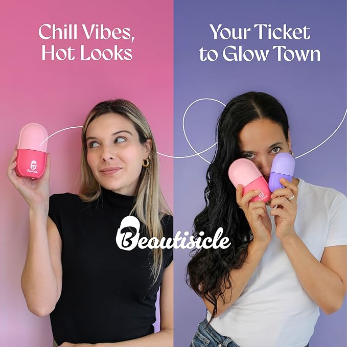 Beautisicle Ice Roller for Face - Pack of 2 Silicone Ice Face Roller and Eye Roller - Premium Face Roller for Wrinkles and Lifting, Puffy Face Reducer - Refreshing Frozen Gua Sha Facial Roller Set