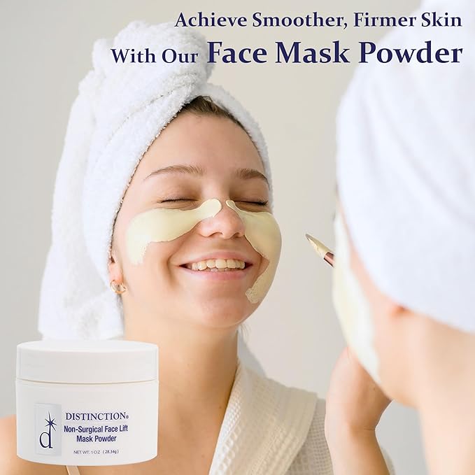 Distinction Non-Surgical Face Lift Mask Powder | Antiaging Mask to Tighten & Tone Skin | Contains Vitamin E for Radiant Younger Skin (1 Oz)
