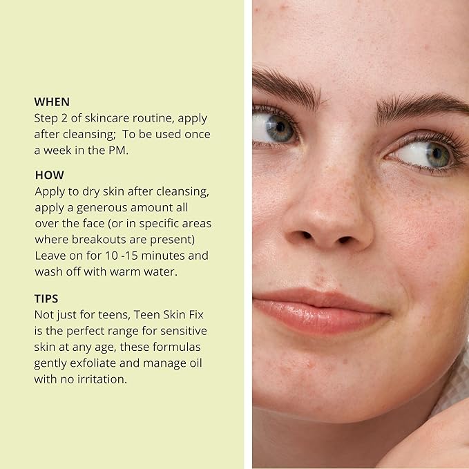 Nip+Fab Teen Skin Fix Wasabi Clay Mask, 2.54 fl oz, Purifies Congested Pores with Kaolin Clay and BHA Salicylic Acid, Healing and Moisturizing Formula