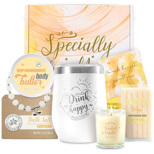 Gifts for Women BODY & EARTH Birthday Gift Sets, Vanilla Bath Set Spa Gifts for Women, 6pcs Womens Gift Vanilla Spa Kit for Mother