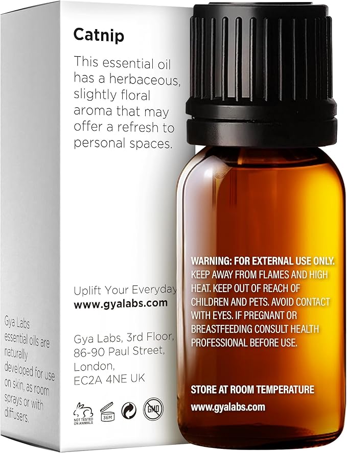 Gya Labs Catnip Essential Oil for Skin - 0.34 Fl Oz - 100% Pure Natural Catnip Oil for Diffuser, Candle Making Massage & DIY - Floral Herbaceous Scent