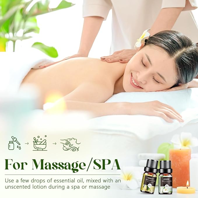 Essential Oils Set - 12 Pcs Aromatherapy Essential Oil Kit for Diffuser, Humidifier, Aromatherapy, Massage, Soap, Candle Making (5mL)