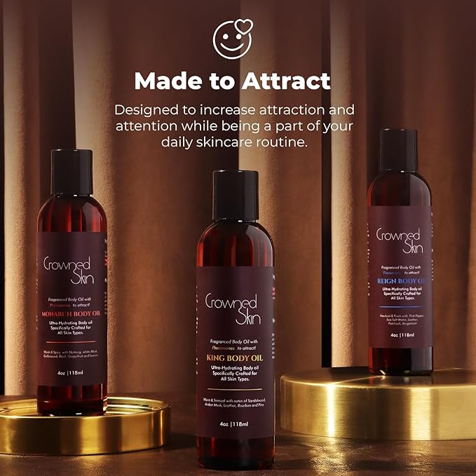 King, Reign, and Monarch Cologned Body Oil Bundle | Sensual, Nautical, & Spicy Scents | Infused with Organic Shea & Mango Butters | Moisturizing Formula with All-Day Fragrance