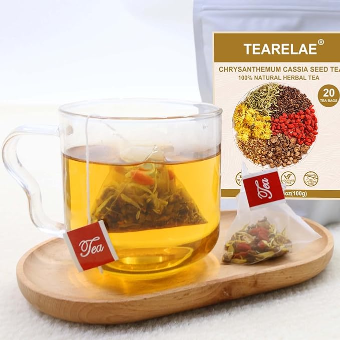 TEARELAE - Chrysanthemum Cassia Seed Tea - 5g x 20 Counts - Burdock Root, Goji Berry, Honeysuckle, Osmanthus - Combination Herbal Tea Bags
