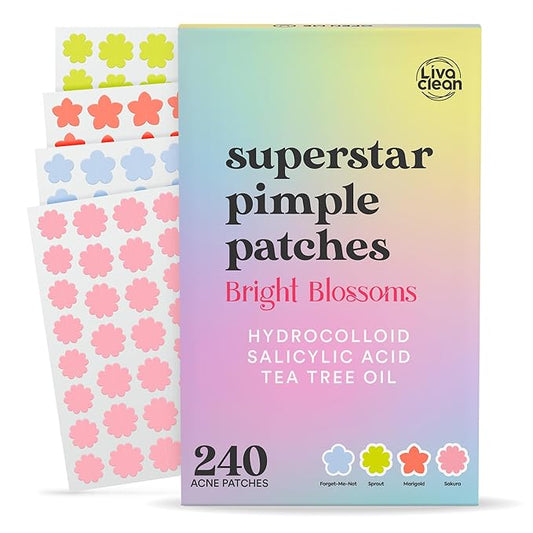 LivaClean 240 CT Cute Pimple Patches for Face w/Salicylic Acid & Tea Tree, Hydrocolloid Acne Patches Cute Flower Pimple Patch for Healing, Adorable Face Stickers, Zit Patch