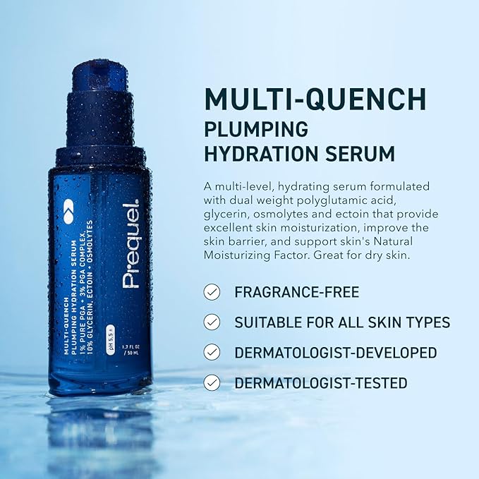 Skin Multi-Quench Plumping Hydration Serum for Face. Intensive Hydrating Facial Serum for Women with PGA Complex and Moisture-Binders. Deep Moisturizing for Dry and Sensitive Skin, 1.7oz
