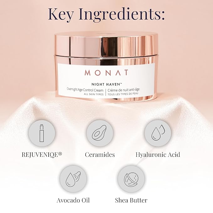 Monat Night Haven Crème – Intensive Hydrating Moisturizer for Face – Nighttime Repair Cream for Plump & Youthful Skin – Anti Aging Night Cream – Natural Night Cream with Shea Butter & Avocado Oil