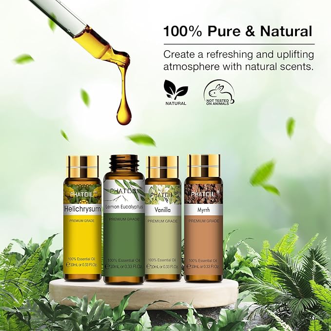 Premium Essential Oil Set - 9x10ML Pure Essential Oils for Massage, Aromatherapy, Diffusers, DIY - 0.33FL.OZ/Bottle